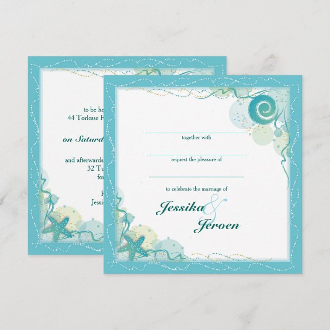 Ocean Theme Wedding invitation Einladung (Vorne/Hinten)