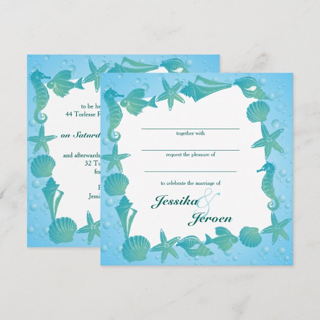 Ocean Theme Wedding invitation Einladung (Vorne/Hinten)