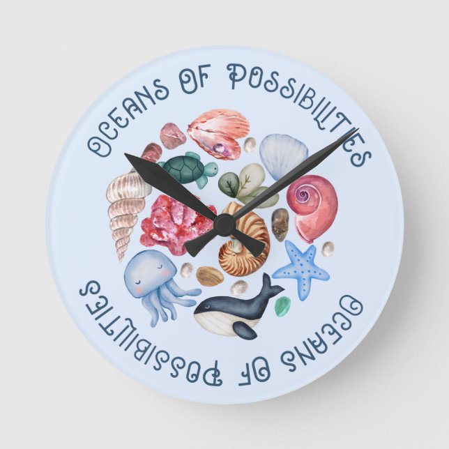 Ocean Themed Runde Wanduhr (Vorderseite)