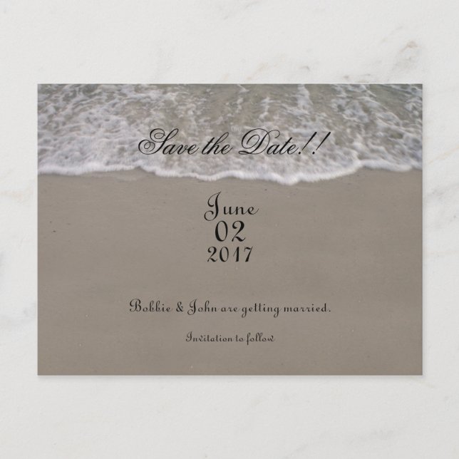 Ocean Tide Save the Date Ankündigungspostkarte (Vorderseite)