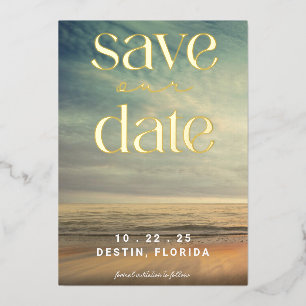 Ocean Tropical Gold Foil Save the Date Folieneinladung
