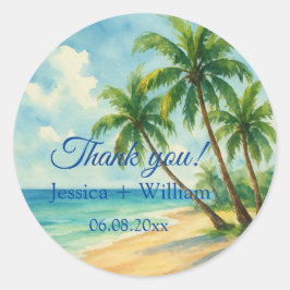 Ocean Tropical Island Beach Hochzeit Vielen Dank Runder Aufkleber