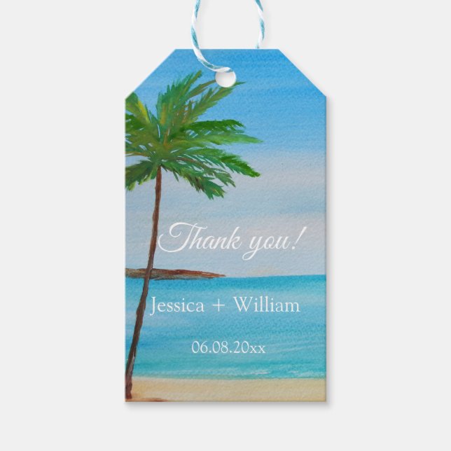 Ocean Tropical Wedding Jubiläum Danke Geschenkanhänger (Vorderseite)