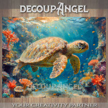 Ocean Turtle - Decoupage - Gewebe