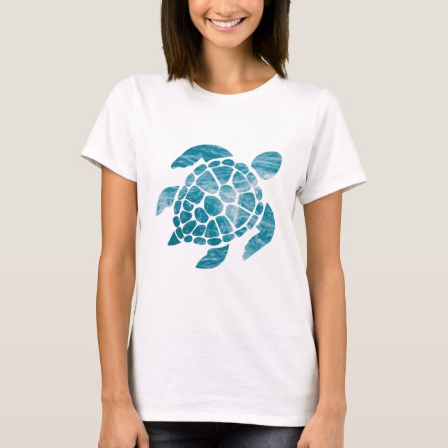 Ocean Turtle - Sea Wave Muster Design T-Shirt (Vorderseite)