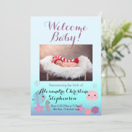 Ocean Under Sea Beach Girl Geburtsankündigung Einladung