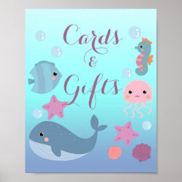 Ocean Under Sea Girl Baby Shower Cards Geschenke Poster