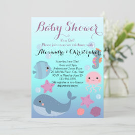 Ocean Underwater Sea Animal Beach Girl Babydusche Einladung