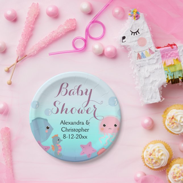Ocean Underwater Sea Animal Beach Girl Babydusche Pappteller (Party)