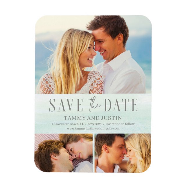 Ocean Vibes Beach Wedding rettet das Date Magnet (Vertikal)