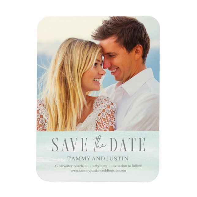 Ocean Vibes Beach Wedding rettet das Date Magnet (Vertikal)