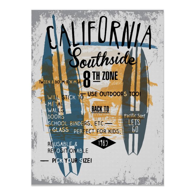 Ocean Vibes Retro Surfboard Poster (Vorderseite)