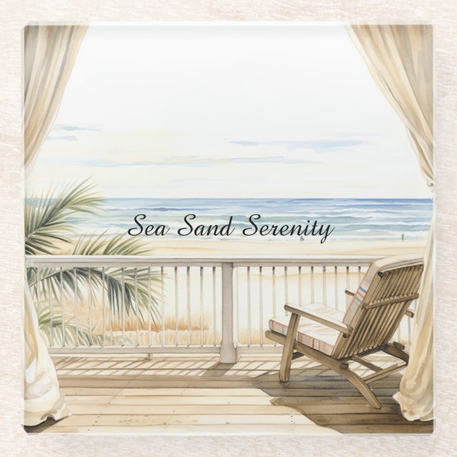 Ocean View Beach Serenity Glasuntersetzer (Vorderseite)