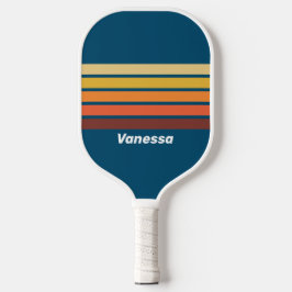 Ocean Vintage Vibe Across Striping with Name Pickleball Schläger