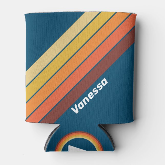 Ocean Vintage Vibe Stripes with Name Dosenkühler (Vorderseite)