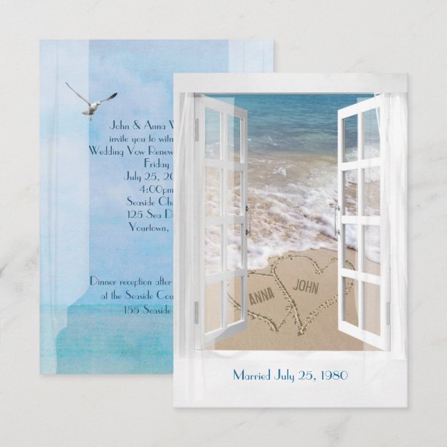 Ocean Vow Renewal Zeremonie Einladung (Vorne/Hinten)