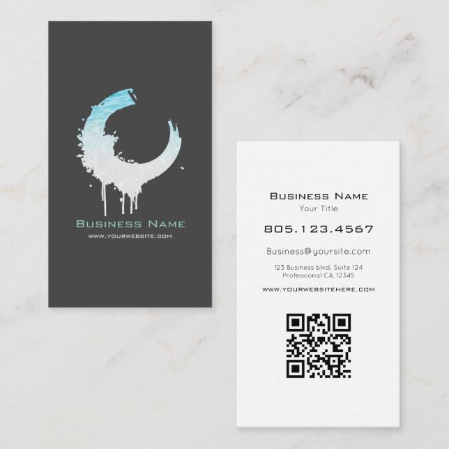 Ocean Water & White Sand Swirl • Custom Editable Visitenkarte (Vorne/Hinten)