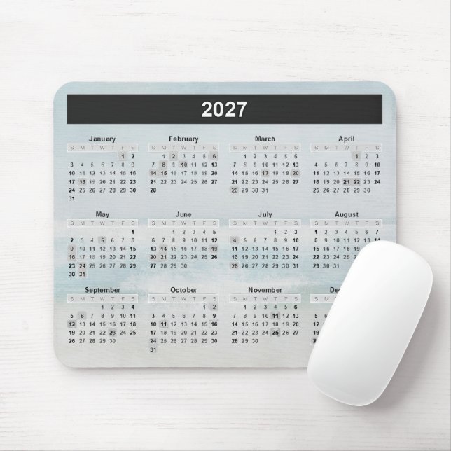 Ocean Watercolor 2027 Calendar Mousepad (Mit Mouse)
