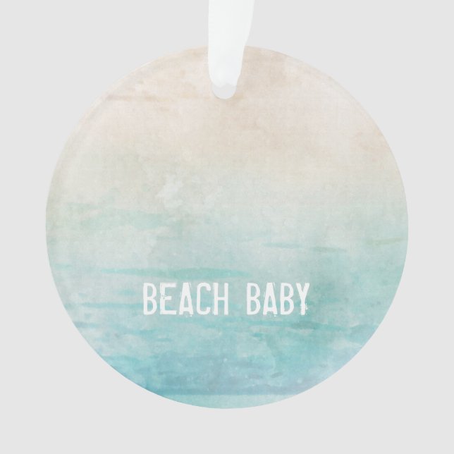 Ocean Watercolor BEACH BABY Sand Reisen Ornament (Vorderseite)