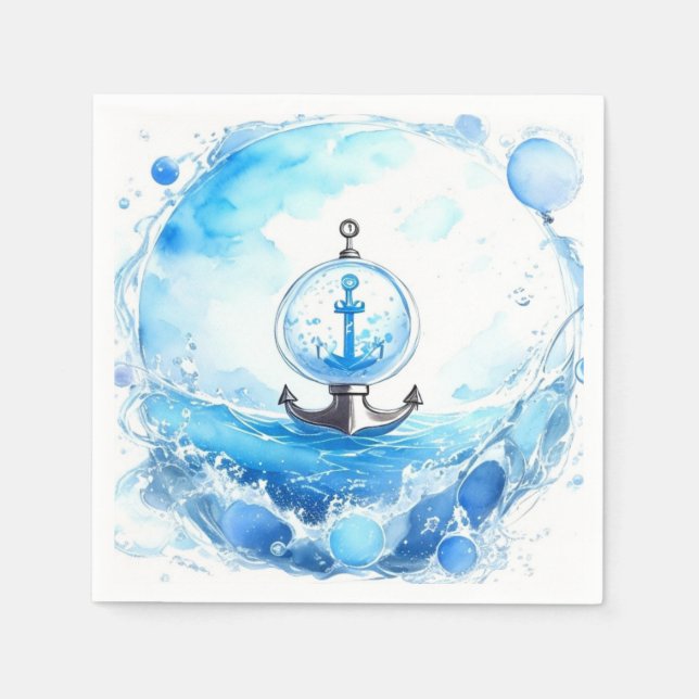 Ocean Watercolor Deluxe: Boy Baby Shower Serviette (Vorderseite)