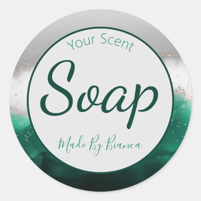 Ocean Watercolor Handmade Soap Runder Aufkleber (Vorderseite)
