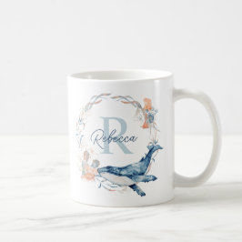 Ocean Watercolor Personalized Monogram Wreath Kaffeetasse