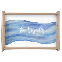Ocean Watercolor Wave Acrylic Tray, Personalisiert