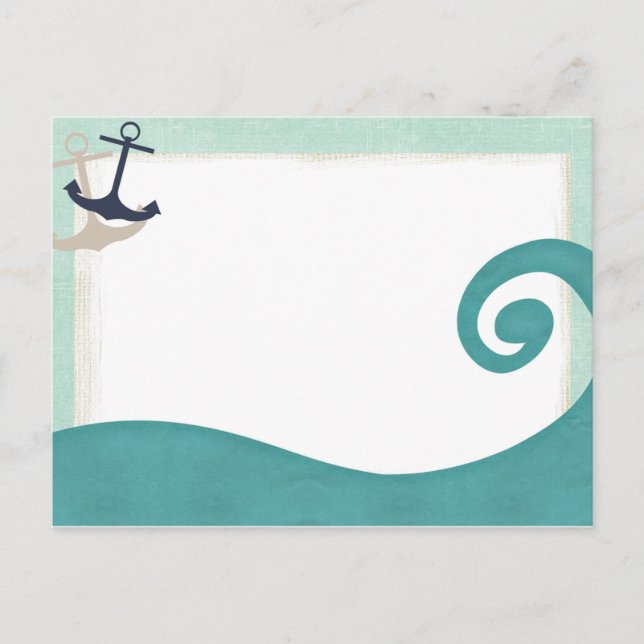 Ocean Wave Achors Nautic Post Card Postkarte (Vorderseite)