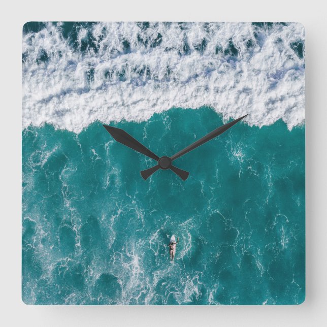 Ocean Wave Acrylic Wall Clock Quadratische Wanduhr (Vorderseite)