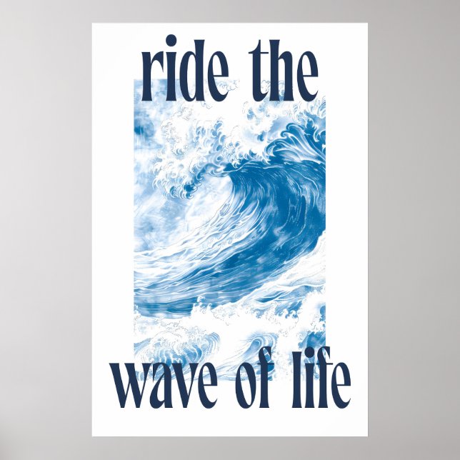 Ocean Wave Art Print Indigo Hokusai Style Surf Poster (Vorne)