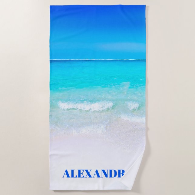 Ocean Wave Beach Moderne Szene Strandtuch (Vorderseite)