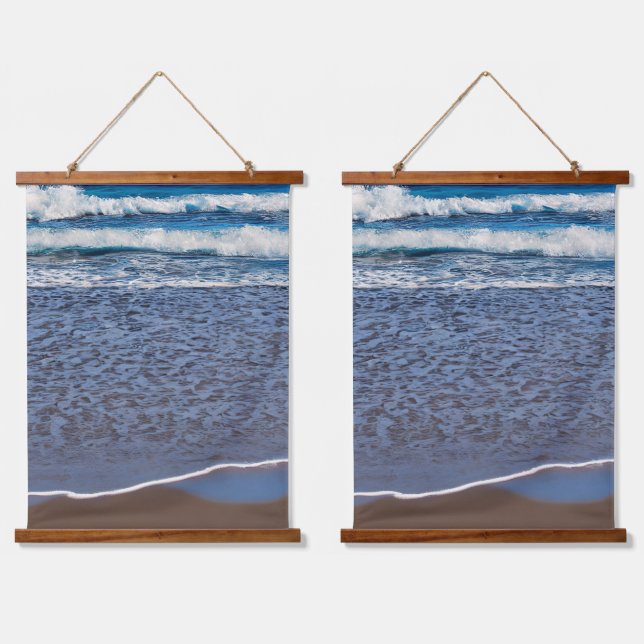 Ocean Wave Beach Shoreline Wandteppich Mit Holzrahmen (Doppelt)