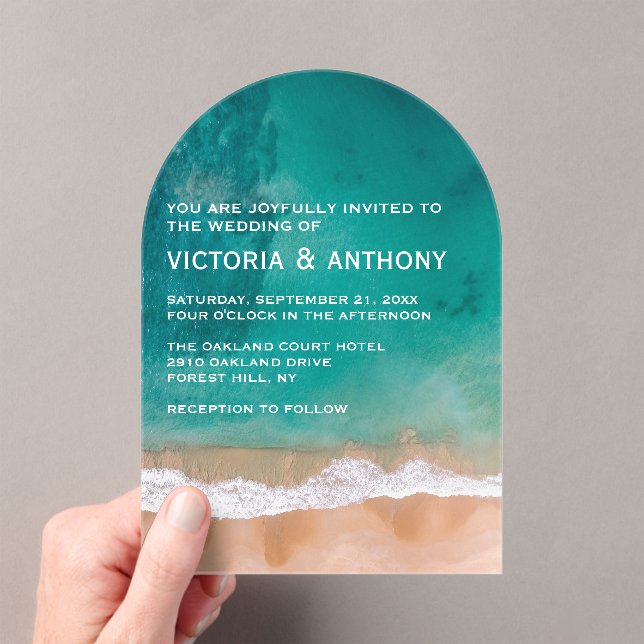 Ocean Wave, Beach Wedding Acryleinladungen (Insitu (Handheld))