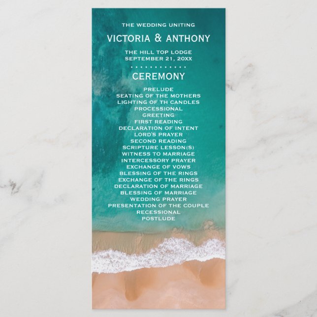 Ocean Wave, Beach Wedding Program Programm (Vorderseite)