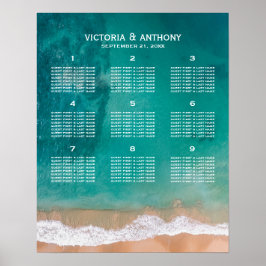 Ocean Wave, Beach Wedding Table Plan Poster
