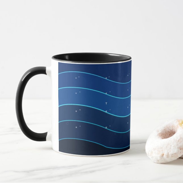 Ocean Wave Coffee Mug | Deep Blue Sea Waves Tasse (Mit Donut)
