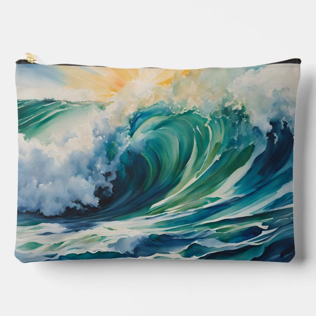 Ocean Wave Crescendo mit Sunshine Beach Art Zubehörtasche (Vorderseite)