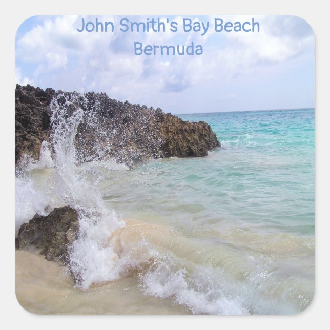 Ocean Wave John Smith's Bay Beach Bermuda Quadratischer Aufkleber (Vorderseite)