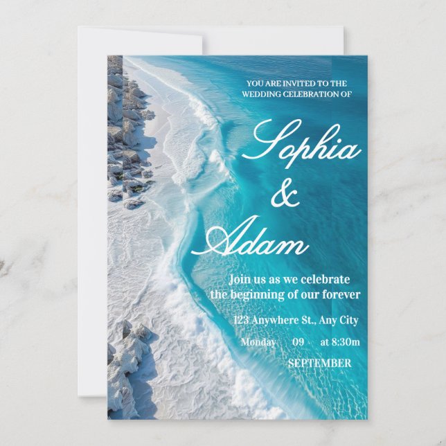 Ocean Wave Luxury Invitation Save The Date (Vorderseite)