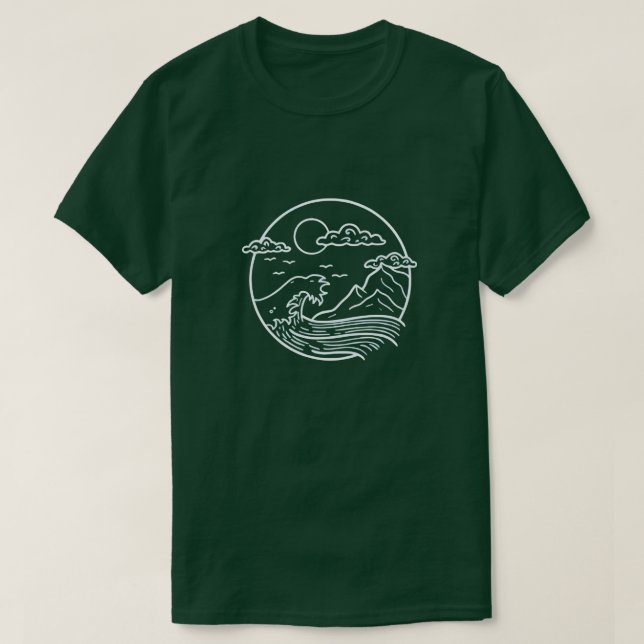 Ocean Wave Mountain Moon T - Shirt (Design vorne)
