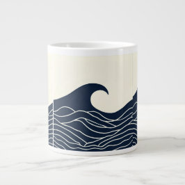 Ocean Wave Silhouette Coastal Mug Jumbo-Tasse