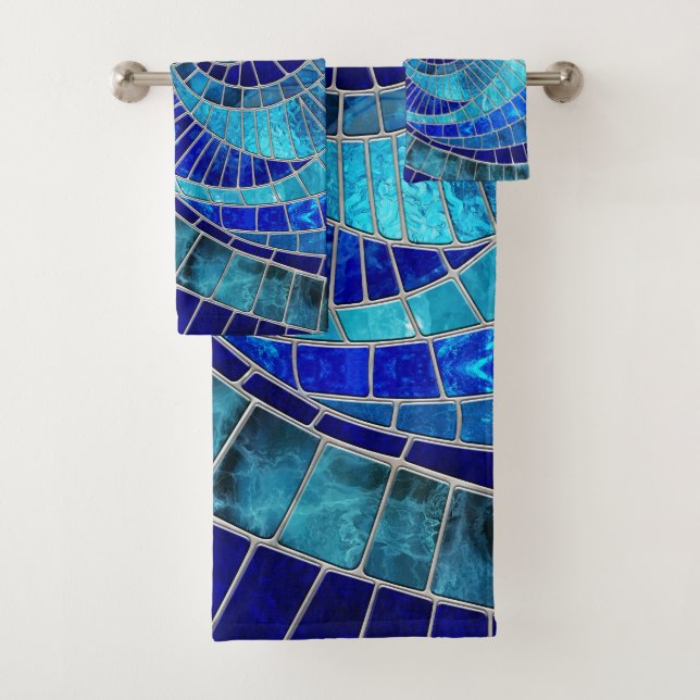 Ocean Wave Spiral Mosaik Art Badhandtuch Set (Insitu)