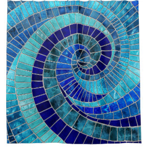 Ocean Wave Spiral Mosaik Art Duschvorhang