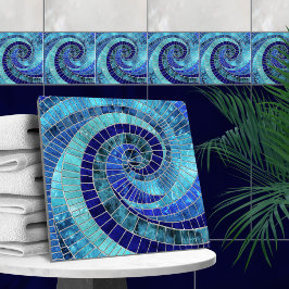 Ocean Wave Spiral Mosaik Art Fliese