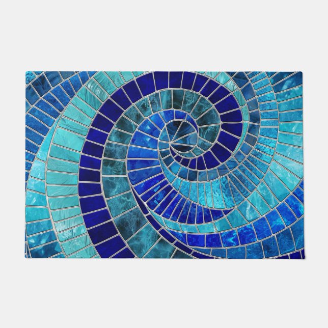 Ocean Wave Spiral Mosaik Art Fußmatte (Vorderseite)
