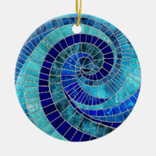 Ocean Wave Spiral Mosaik Art Keramik Ornament
