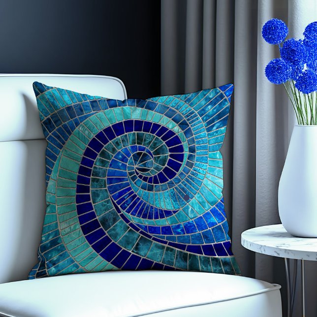Ocean Wave Spiral Mosaik Art Kissen (Von Creator hochgeladen)