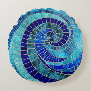 Ocean Wave Spiral Mosaik Art Rundes Kissen