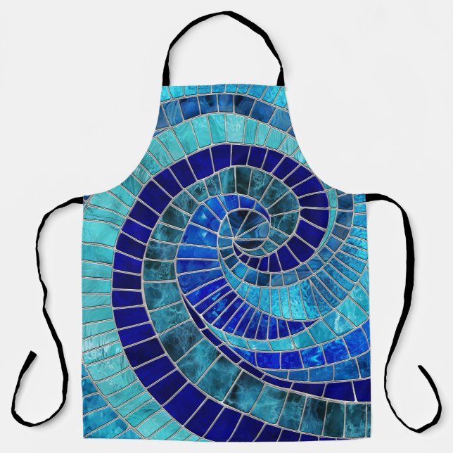 Ocean Wave Spiral Mosaik Art Schürze (Vorderseite)
