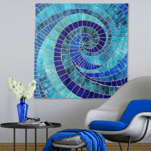 Ocean Wave Spiral Mosaik Art Wandteppich